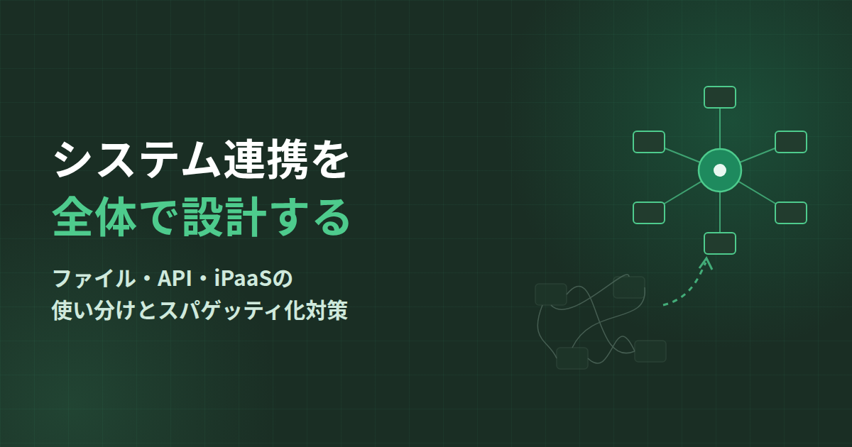 システム連携の全体設計｜ファイル連携・API・iPaaSを「つなぎ方の標準」で整理し、スパゲッティ化を防ぐ